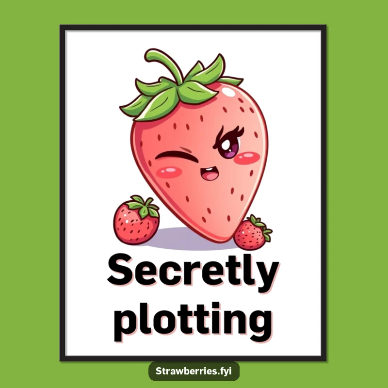 Funny Strawberry Wink Digital Art: Mischievous Wall Decor!