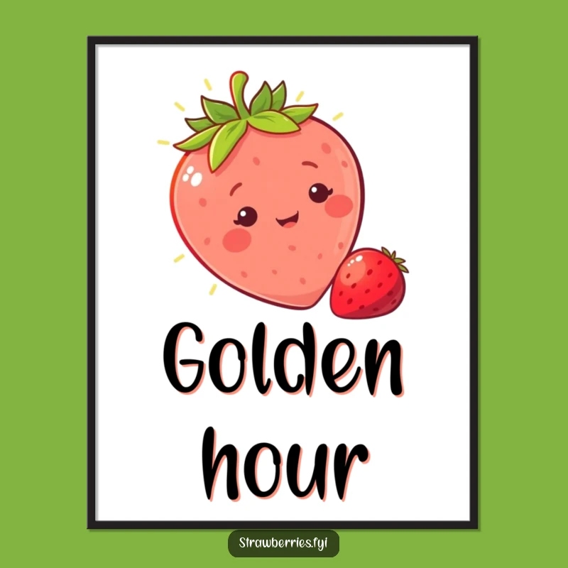 Funny Sunny Strawberry Digital Print: Bright Art for Walls