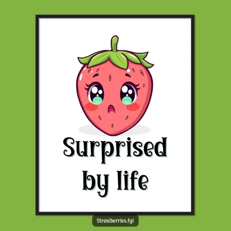 Funny Surprised Strawberry Falling Digital Print - Instant Shock Art