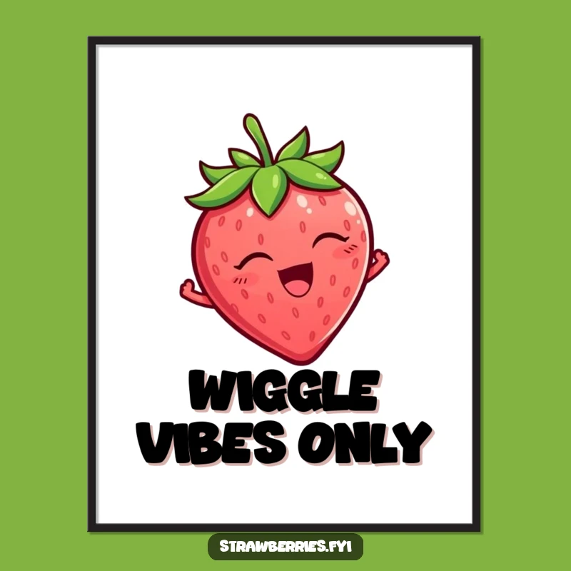 Funny Tickled Strawberry Digital Print: Wiggling Joy, Instant Hilarious Art