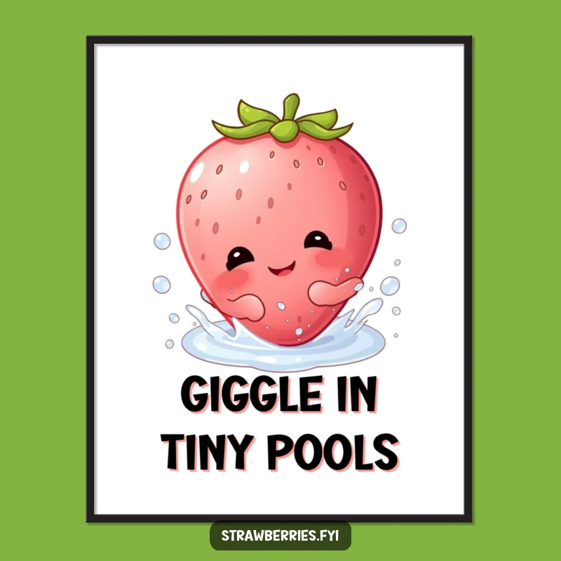 Instant Funny Kawaii Strawberry Splash Digital Art: Giggling Berry Download Gift