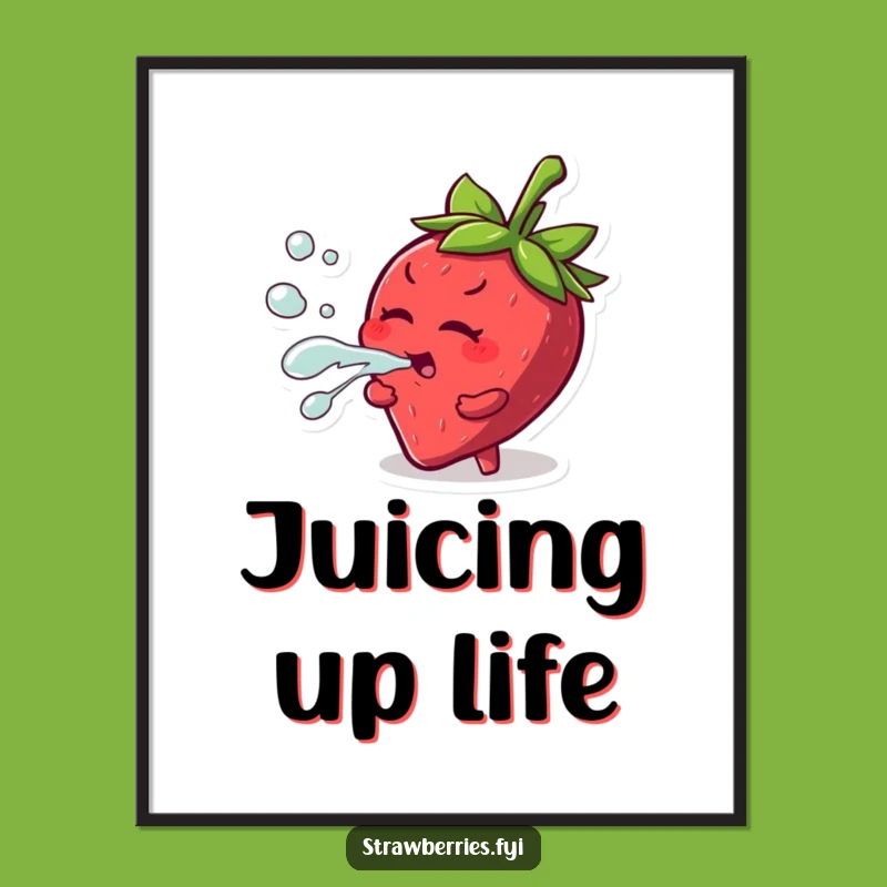 Funny Strawberry Art: Juice Squirt Whimsy, Digital Download Gift