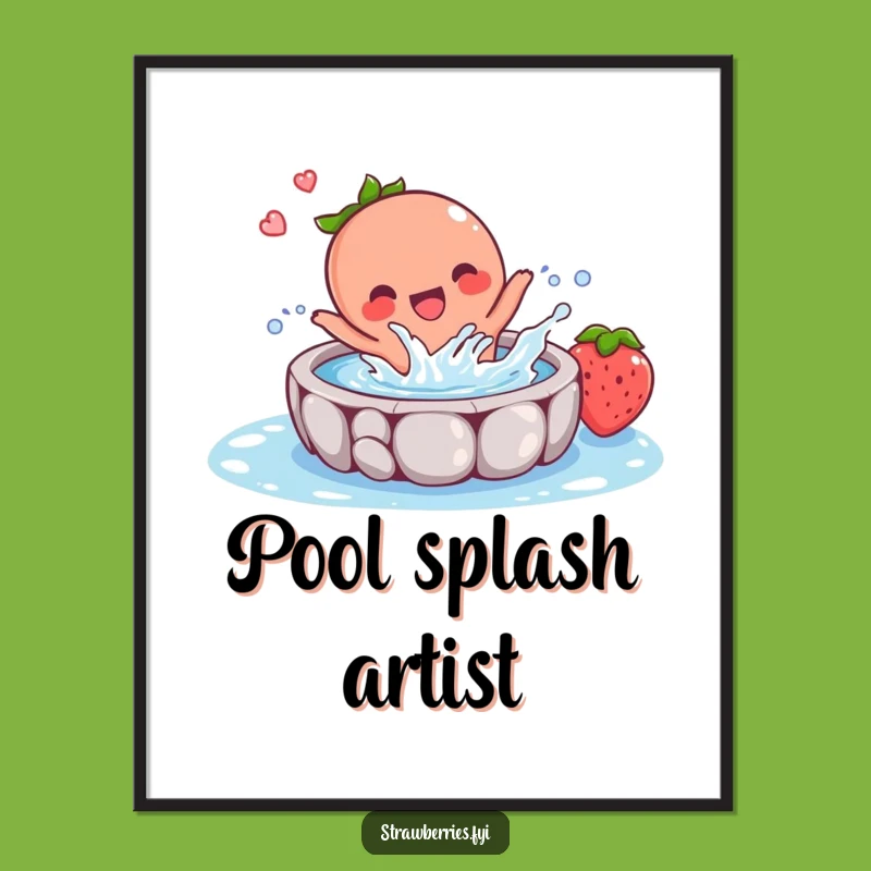 Funny Strawberry Splash Digital Art: Hilarious Fruit Fanatic Decor