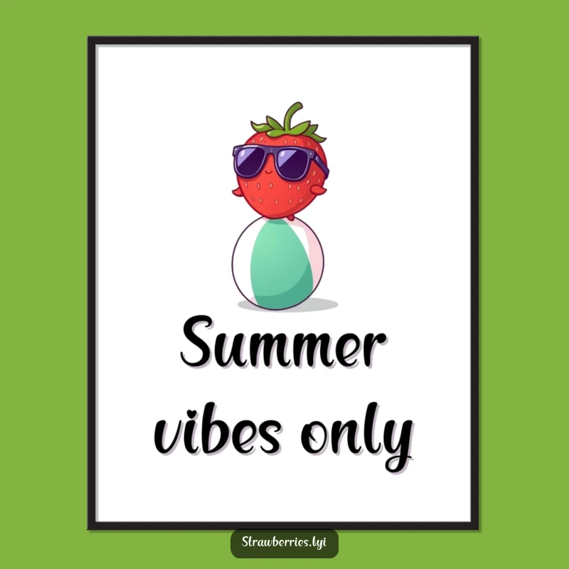 Funny Strawberry Beach Ball Digital Print: Instant Hilarious Summer Decor