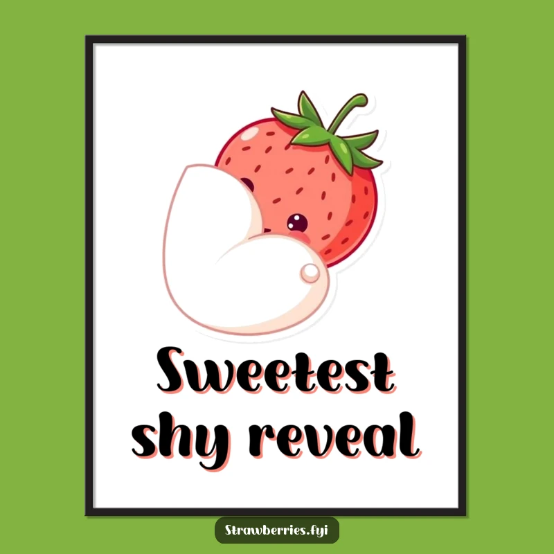 Funny Shy Strawberry Digital Art Print Add Gentle Sweetness Instantly