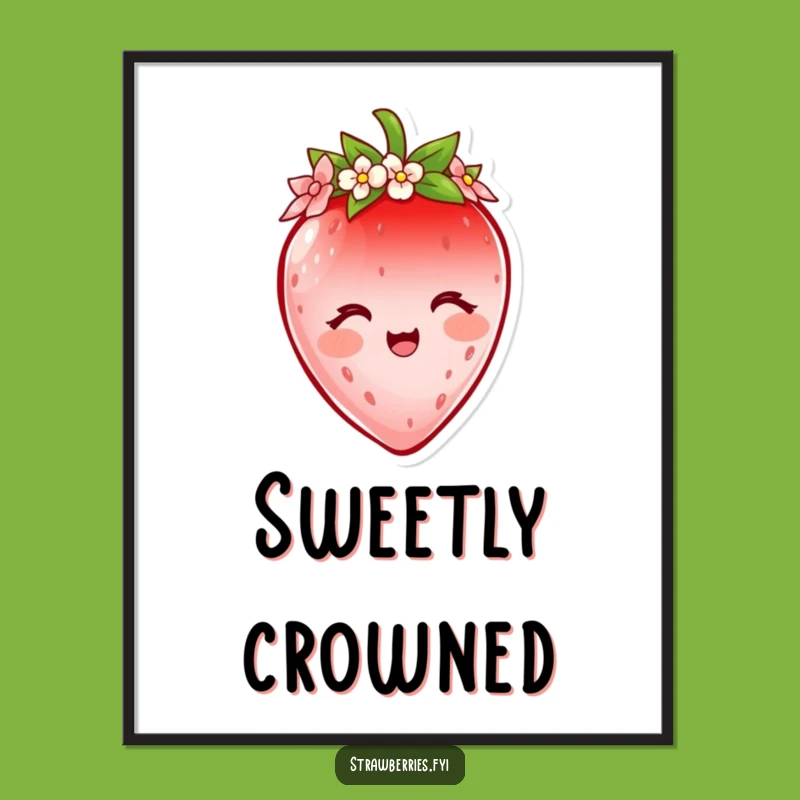 Funny Strawberry Crown Digital Print: Sweet Royal Art for Walls