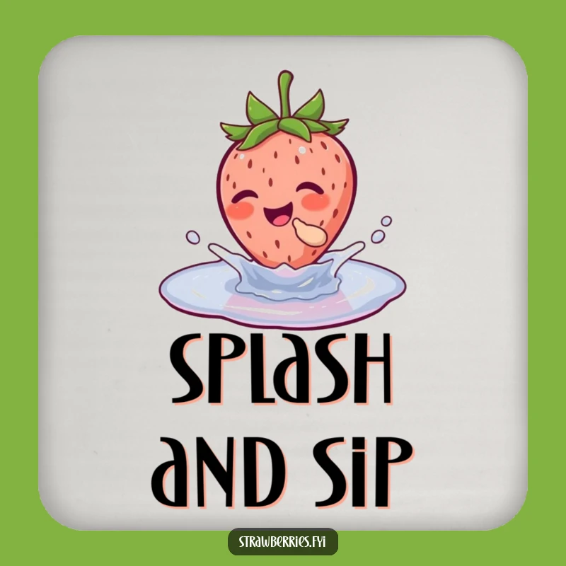 Funny Giggling Strawberry Splashing Coaster - Protect Surfaces with Humor Funny Gift