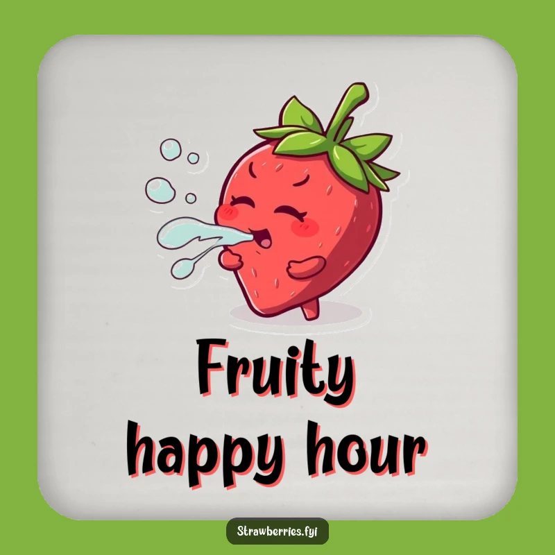 Funny Strawberry Coaster: Juice Squirt Style, Playful Protection Gift