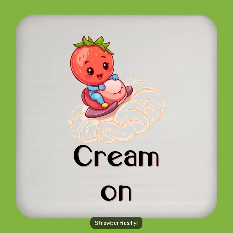 Funny Strawberry Coaster: Whipped Cream Ramp Protection - Sweet Tableware!