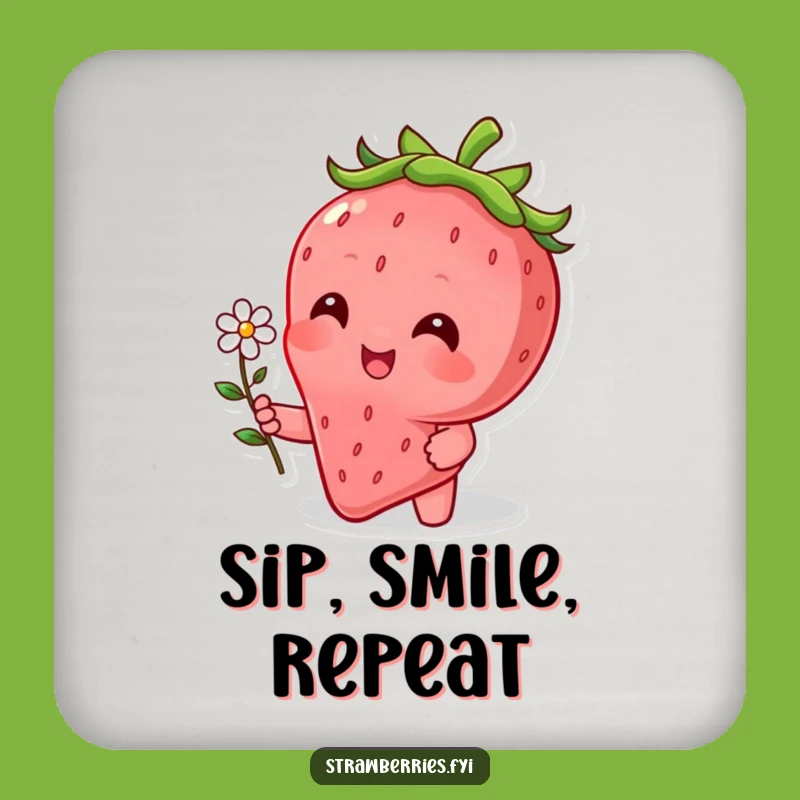 Funny Strawberry Flower Coaster - Cute Character Bloom Table Saver, Gift
