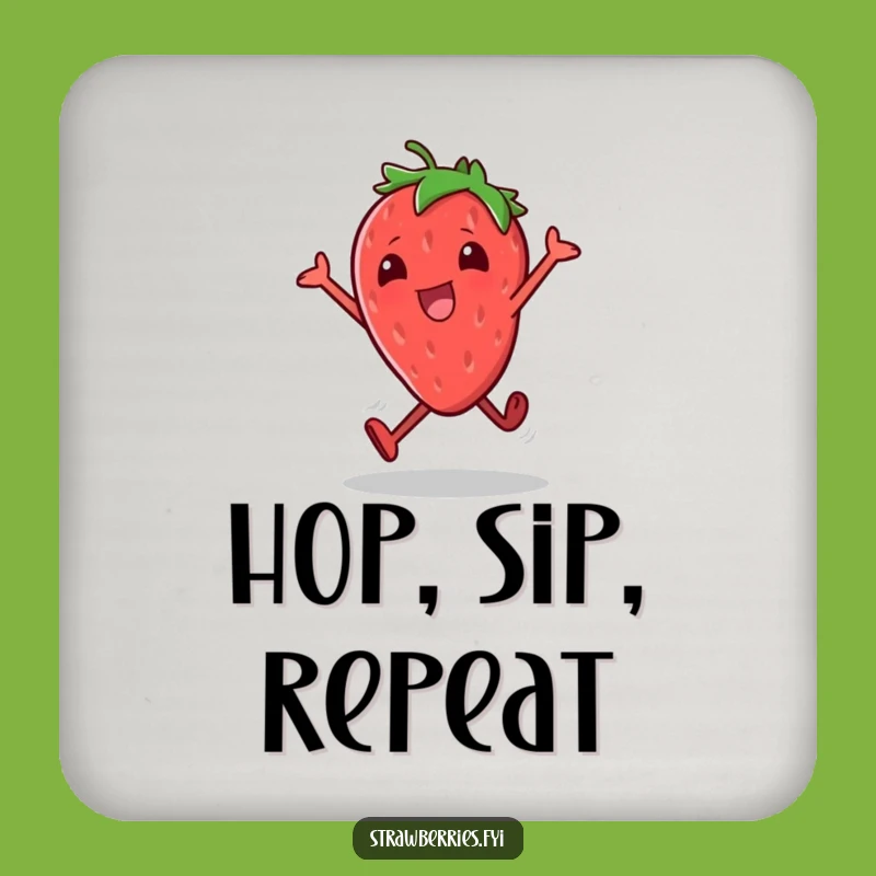 Funny Strawberry Hop Coaster: Protect Surfaces with Energy