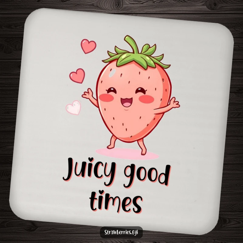 Funny Strawberry Shimmy Coasters: A happy dancing strawberry character, adding fruity fun and protection.