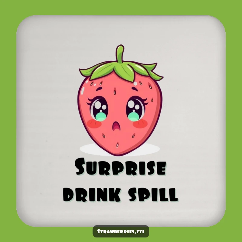 Funny Surprised Strawberry Falling Coaster - Protect Surfaces Hilariously