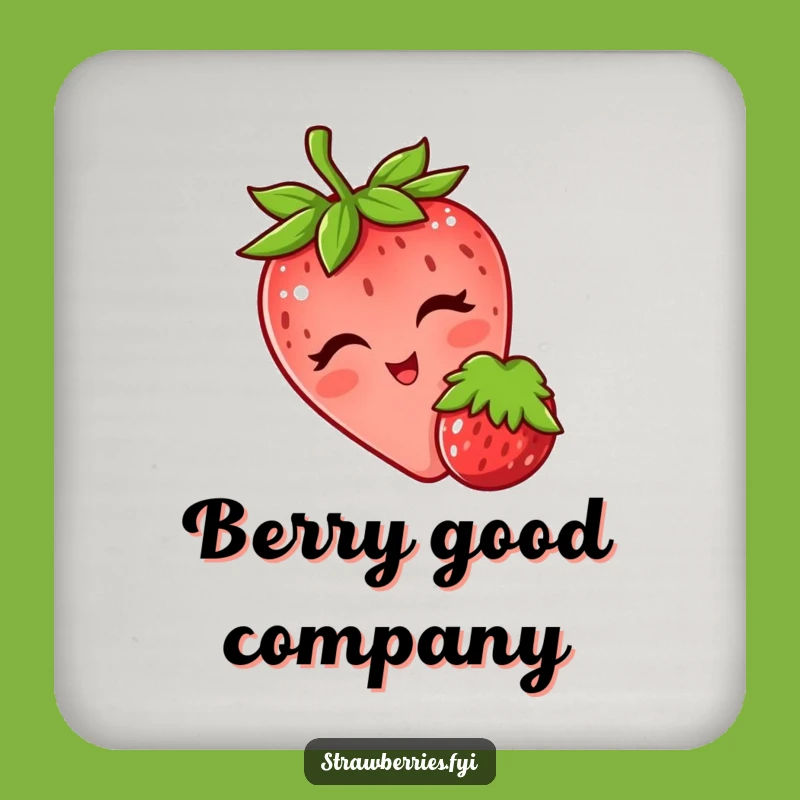 Funny Winking Strawberry Coaster Protect Surfaces With Playful Fruity Art