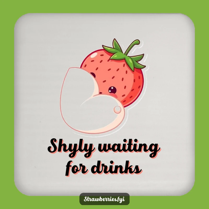 Funny Shy Strawberry Coaster Protect Surfaces With Gentle Sweetness