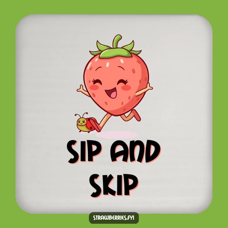 Funny Skipping Strawberry Coaster: Protect Surfaces with Joyful Friends