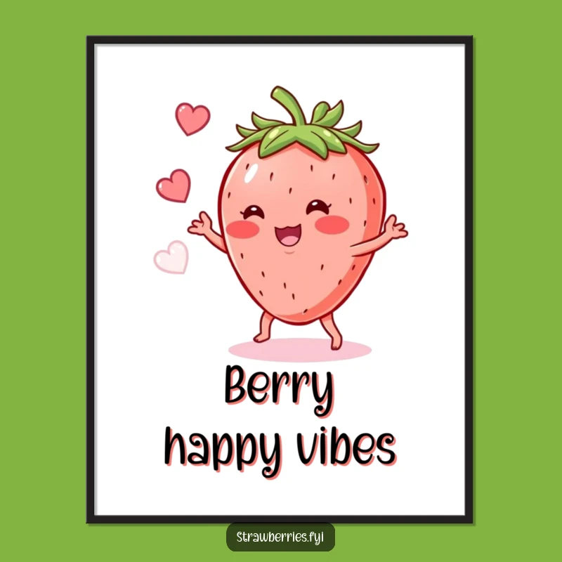 Funny Strawberry Shimmy Poster: Vibrant Fruit Art for a Cheerful Space