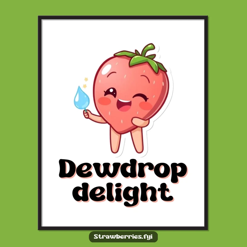 Funny Strawberry Dewdrop Poster: Art That Sparkles with Joy!