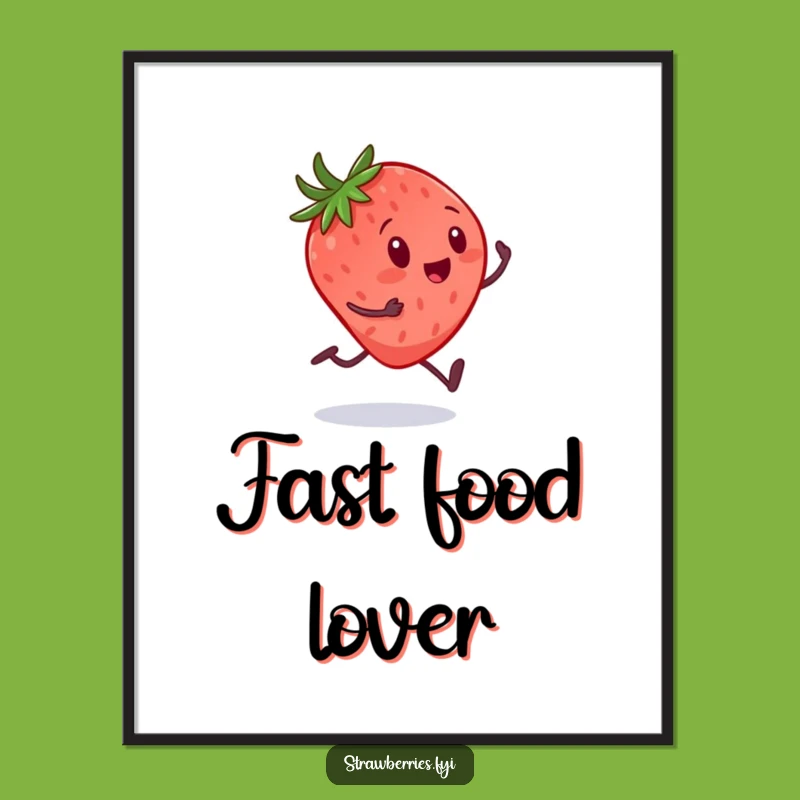 Funny Strawberry Sprint Poster: Hilarious Dessert Dash Art for Your Wall
