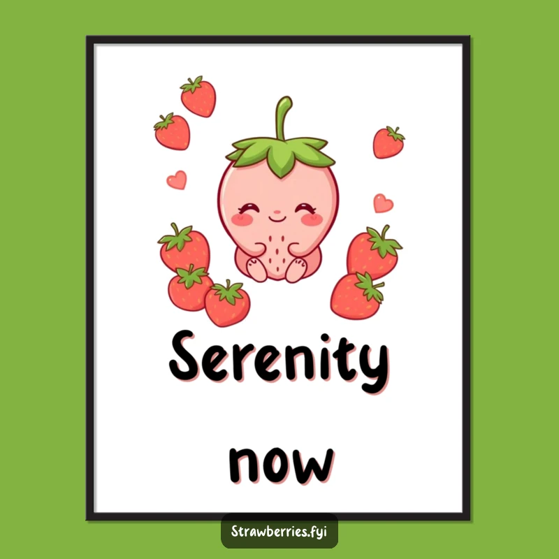 Funny Content Strawberry Smile Poster - Serene Wall Art Funny Gift