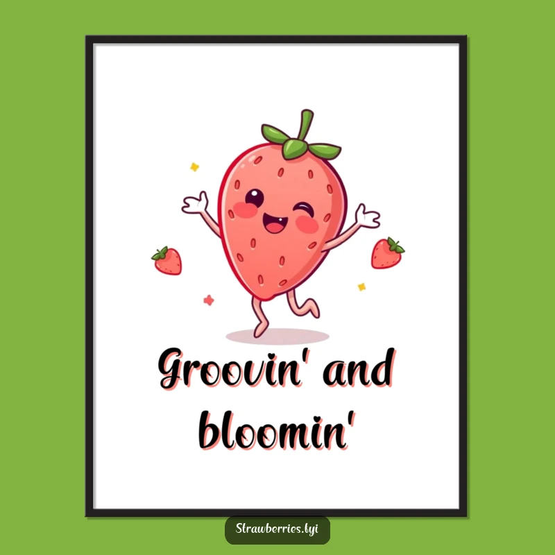Funny Dancing Strawberry Poster: Brighten Your Walls with Fruity Fun