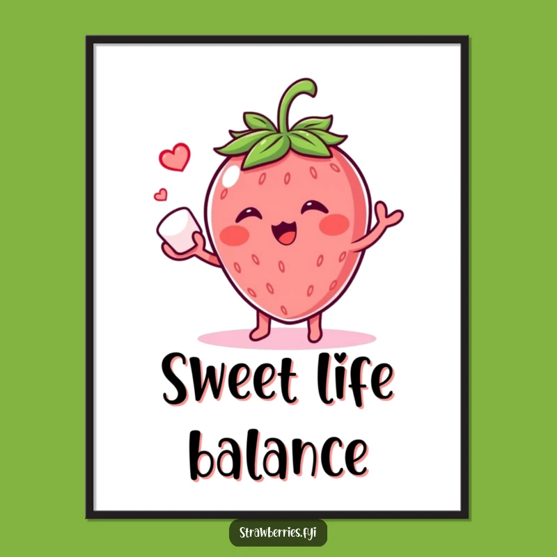 Funny Giggling Strawberry Poster - Sugar Cube Juggling Art Print