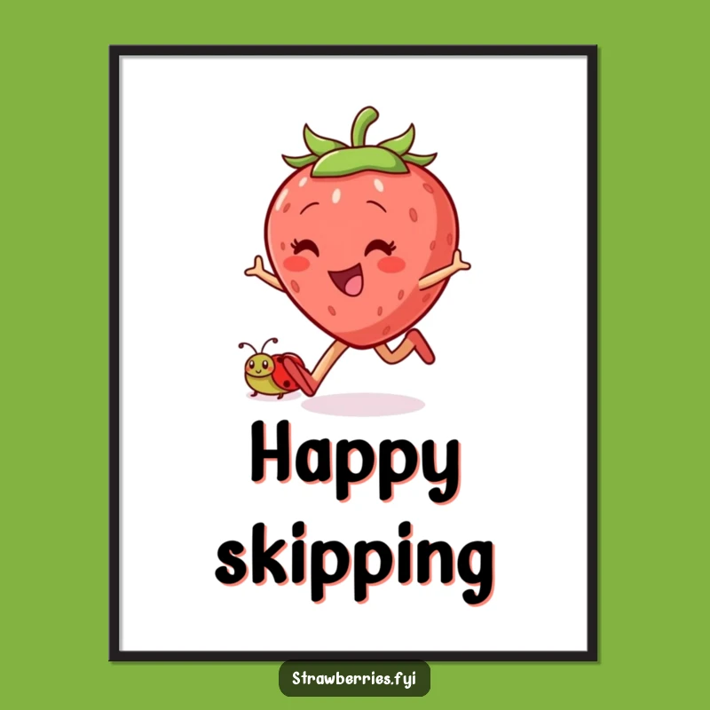 Funny Skipping Strawberry Poster: Joyful Art for Happy Spaces