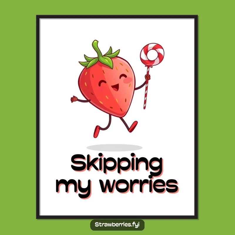 Funny Strawberry Skipping Rope Poster - Vibrant Art for Whimsical Wall Decor