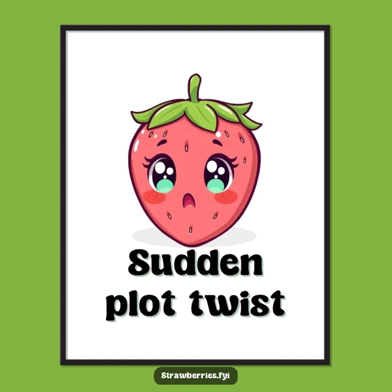 Funny Surprised Strawberry Falling Poster - Hilarious Wall Art