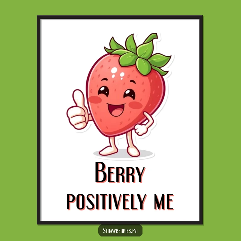 Funny Thumbs Up Strawberry Poster: Cheerful Art for a Positive Space