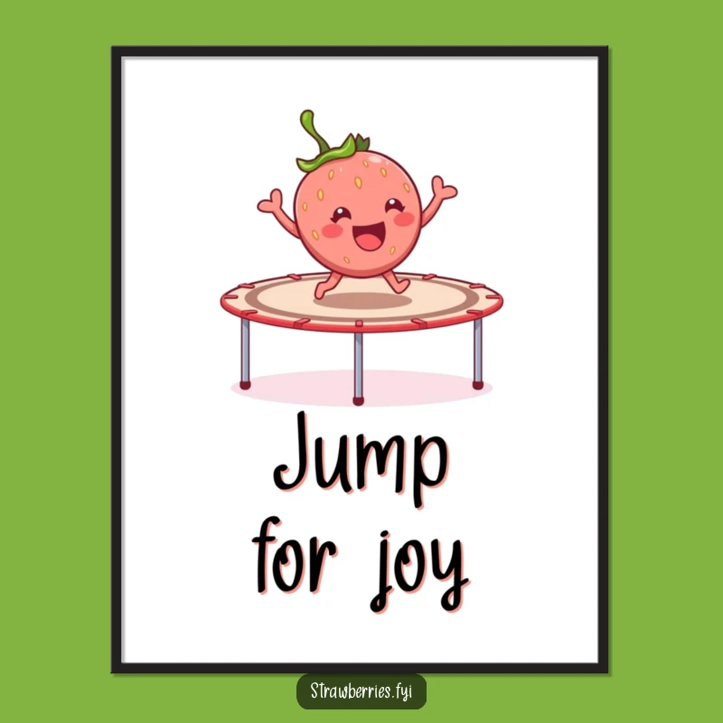 Funny Strawberry Trampoline Poster - Cheerful Wall Art