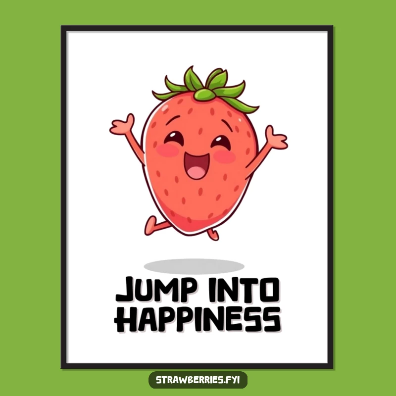 Funny Excited Strawberry Poster Add Energetic Fun To Your Wall Decor
