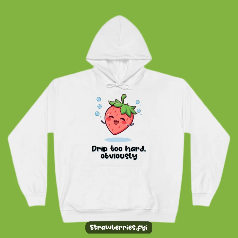 Funny Strawberry Droplet Juggler Hoodie - Cozy Smiling Fruit Character Sweatshirt