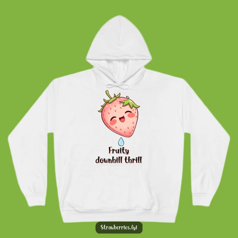 Funny Strawberry Dew Drop Slide Hoodie: Cozy Hilarious Fruit Character Wear