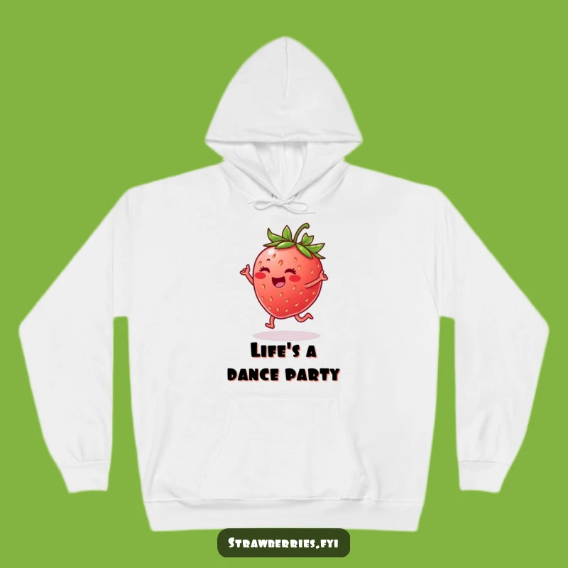 Funny Strawberry Happy Dance Hoodie - Cozy & Cheerful Fruit Wear