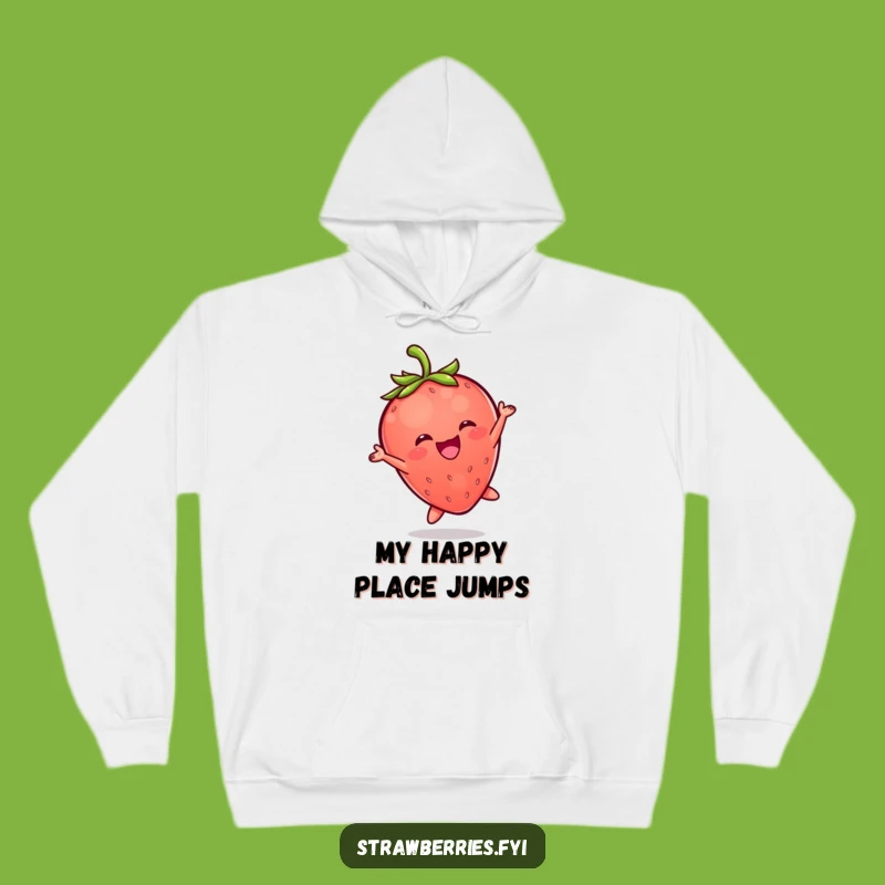 Cozy Funny Kawaii Strawberry Leap Hoodie: Warm and Joyful Berry Character Apparel Gift