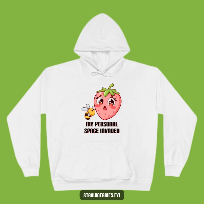 Funny Strawberry Bee Shock Hoodie - Cozy Surprise Fruit Apparel, Perfect Gift