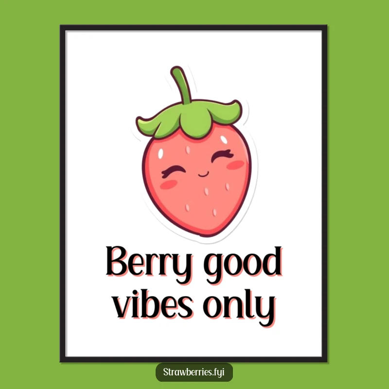 Free Printable Kawaii Strawberry Art: Witty Winking Berry for Cheeky Decor