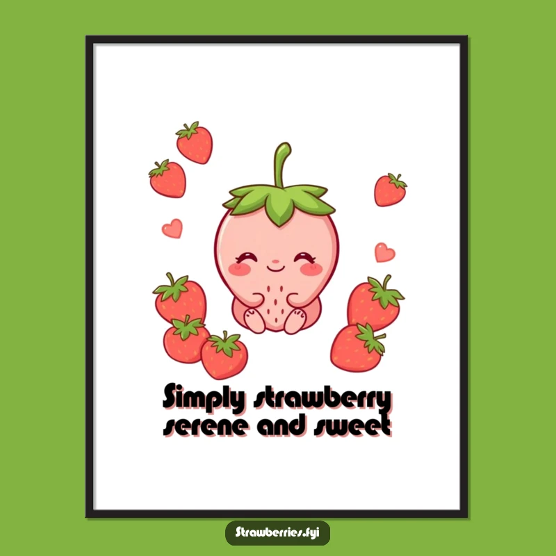 Free Printable Wall Art: Content Strawberry Smile for a Calm Downloadable Decor Piece