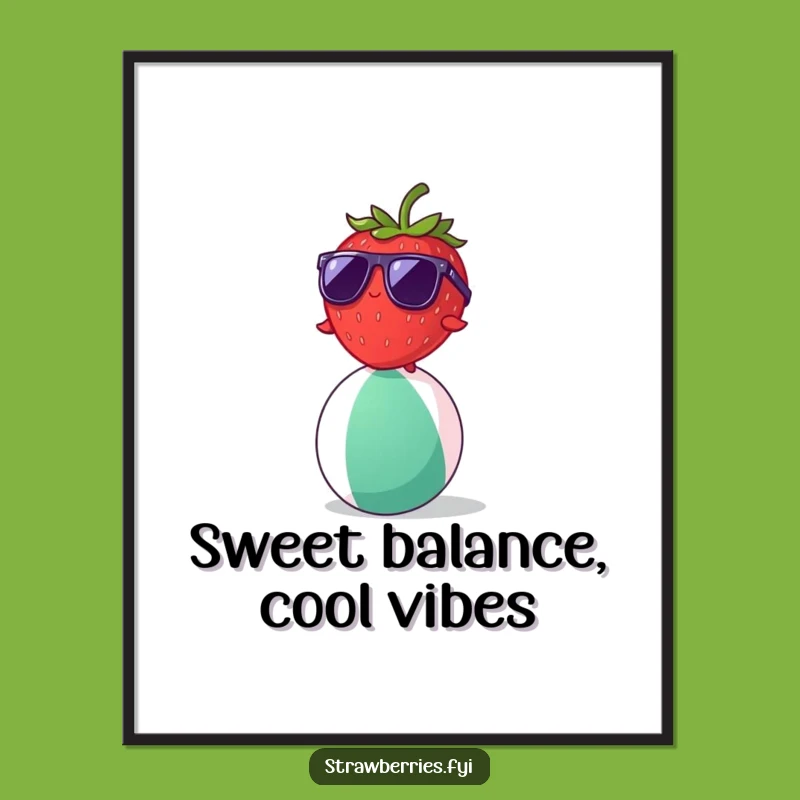 Free Printable Wall Art: Cool Strawberry Beach Scene - Funny Downloadable Decor