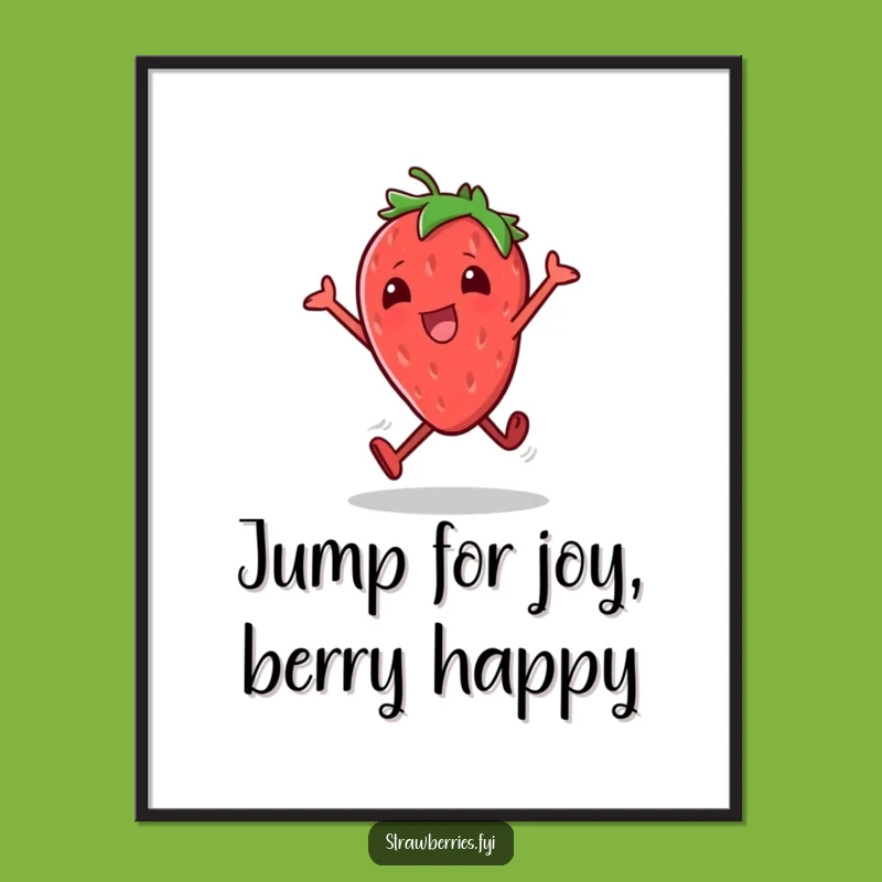 Free Printable Wall Art: Excited Strawberry Hops Wall Decor