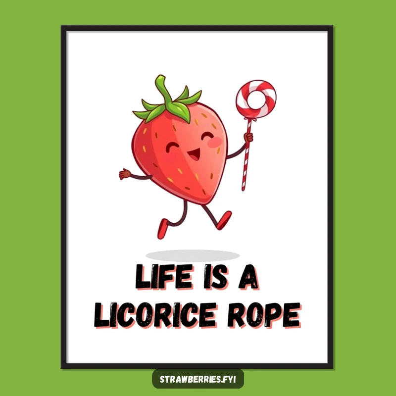 Free Printable Wall Art: Funny Strawberry Skipping Rope Downloadable Poster