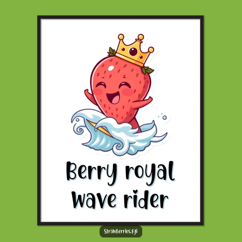 Free Printable Wall Art: Laughing Strawberry Crown Funny Downloadable Fruit Decor