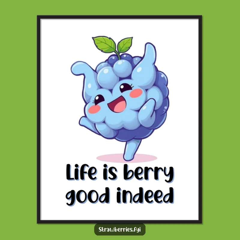 Free Printable Wall Art: Playful Blueberry Humorous Somersault Grin Art