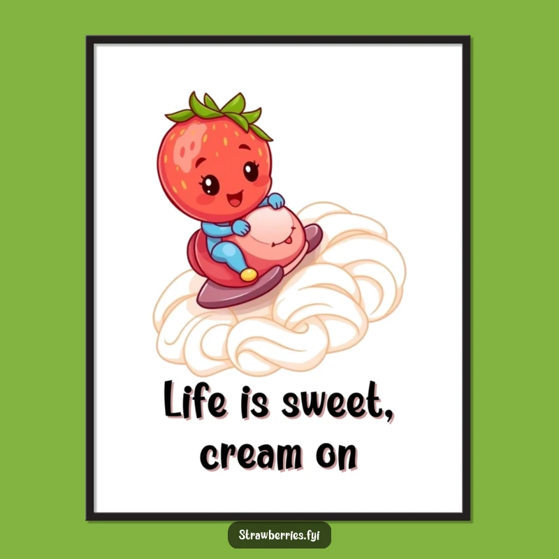 Funny Free Printable Strawberry Art: Whipped Cream Ramp Decor Downloadable