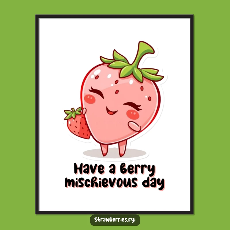 Free Printable Wall Art: Winking Strawberry Cheeky Funny Downloadable Gift