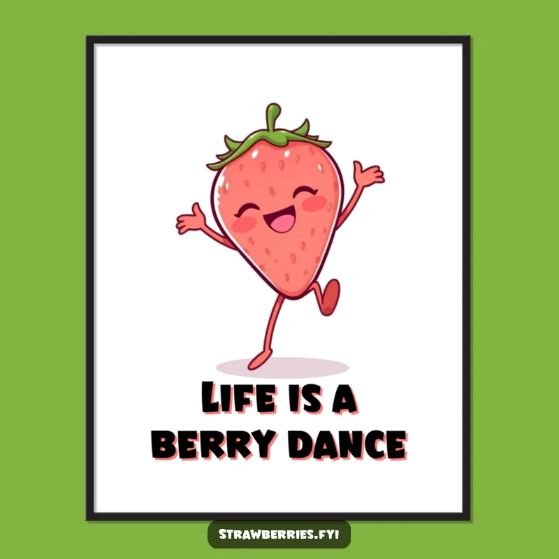 Funny Free Printable Wall Art: Dancing Strawberry Decor, Whimsical Downloadable Art