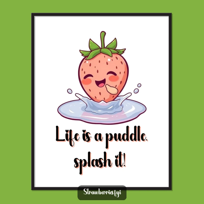 Free Printable Wall Art: Giggling Strawberry Splash for a Funny Downloadable Decor Piece
