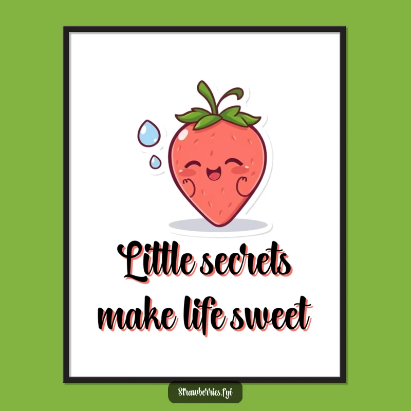 Free Printable Wall Art: Funny Strawberry Character Sharing Secrets Downloadable Gift