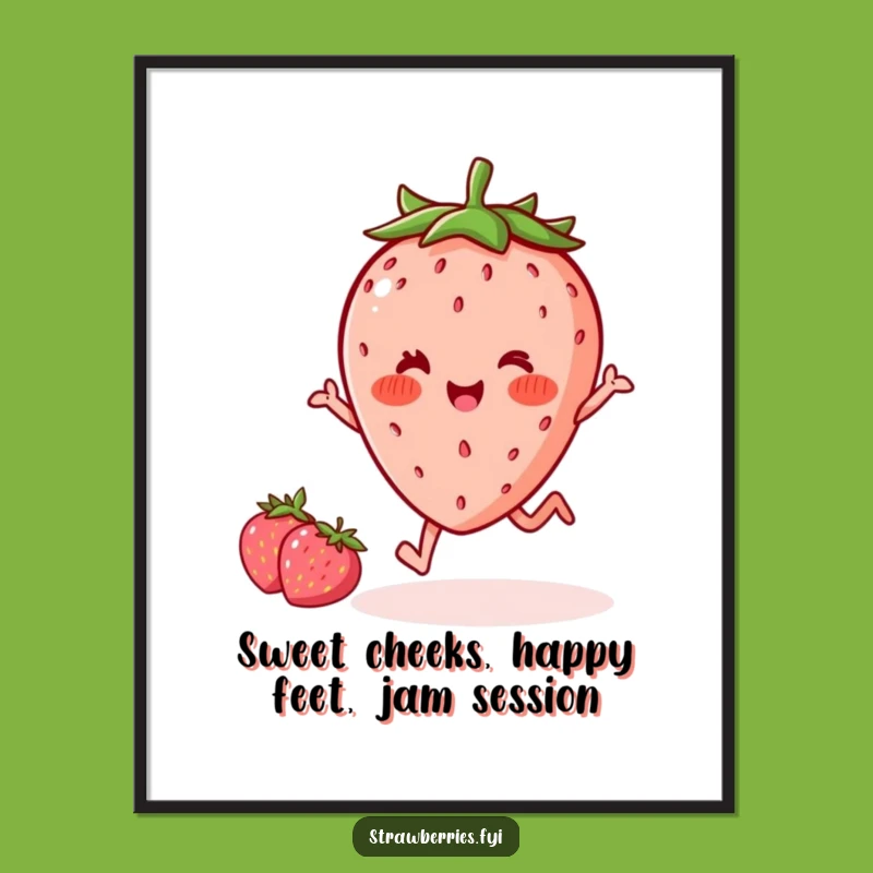 Free Printable Kawaii Strawberry Art: Hoppy Berry for Whimsical Decor